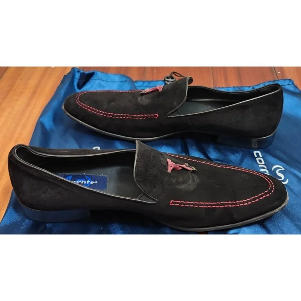 Corrente Pelle line Suede Tassel Loafer Black + Red Size EU 45